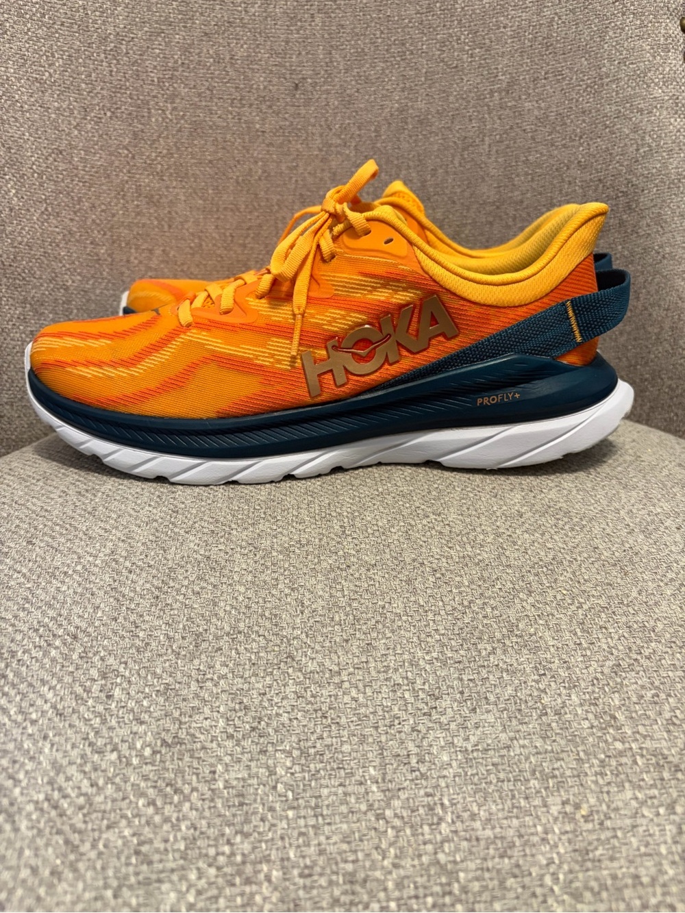 HOKA - women’s 10.5 Mach Supersonic in the Radiant Yellow / Camellia colorway.